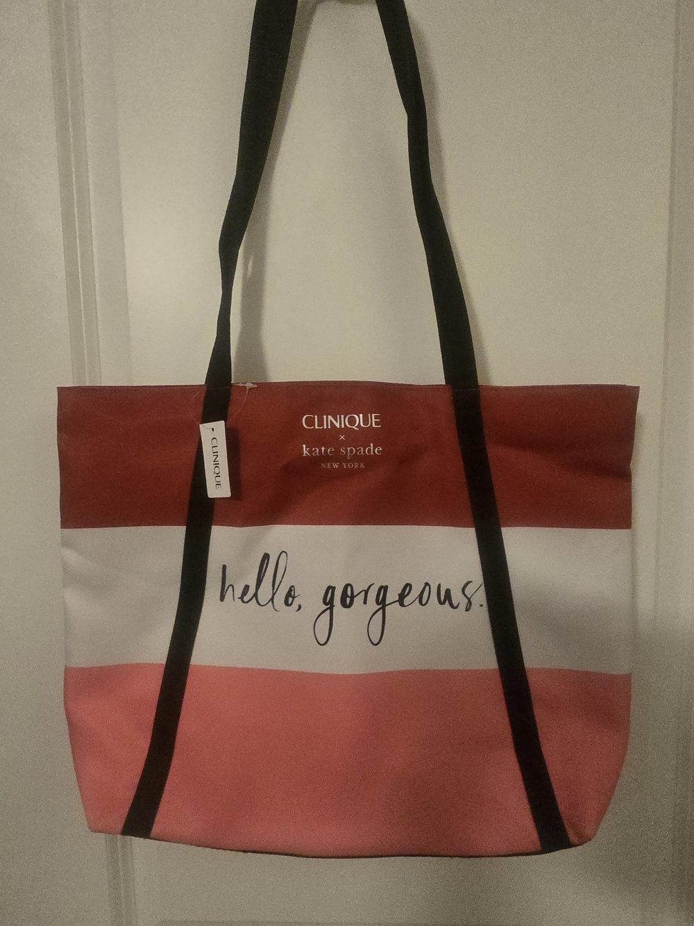 Clinique x Kate Spade Hello, Gorgeous Striped Tote - Coral/White/Red